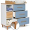 Commode à langer 3 tiroirs 3 niches NADO Retro finition hêtre capri blue