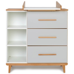 Commode à langer 3 tiroirs 3 niches NADO Retro finition hêtre manhattan grey