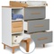 Commode à langer 3 tiroirs 3 niches NADO Retro finition hêtre slate grey