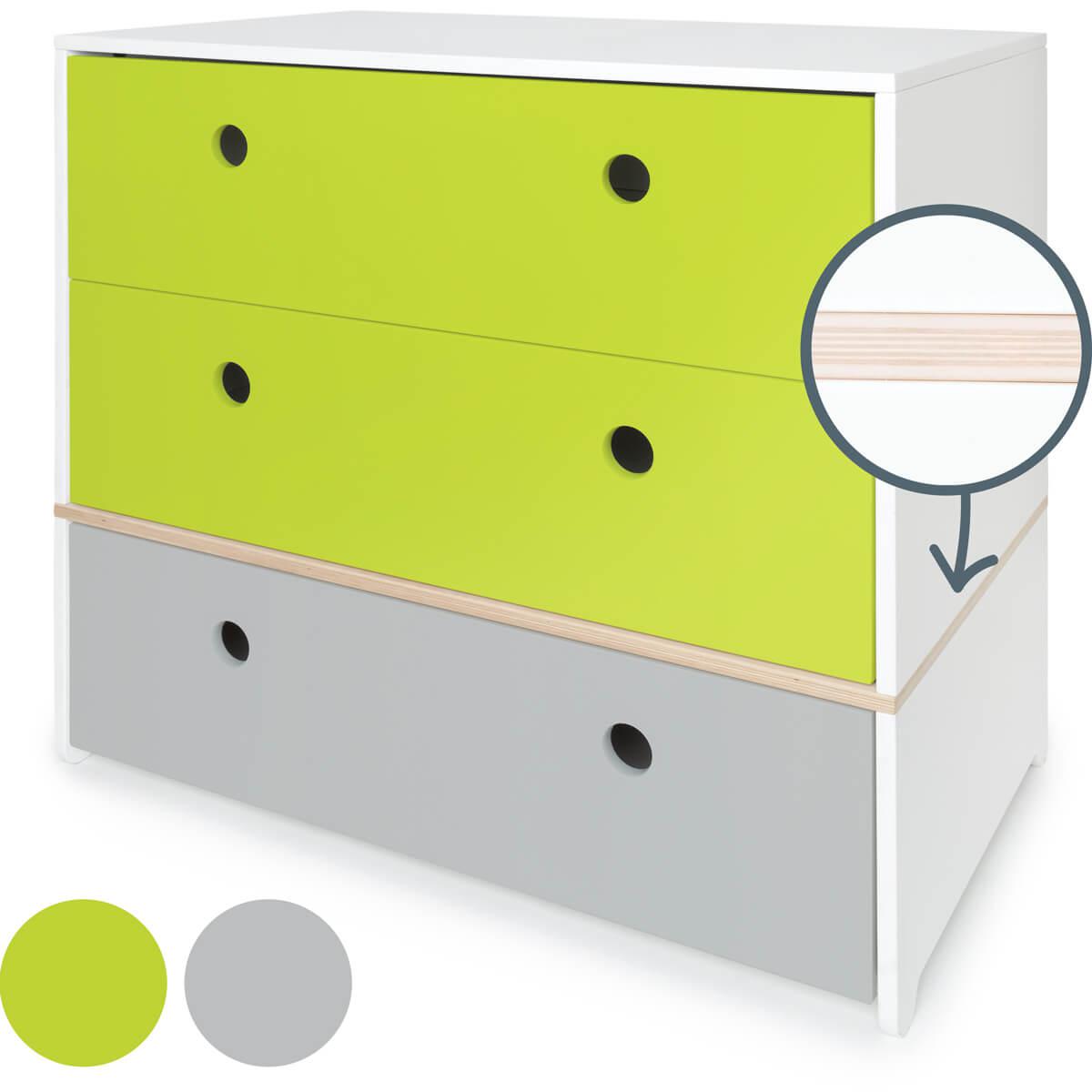 Commode COLORFLEX façades tiroirs lime-lime-pearl grey