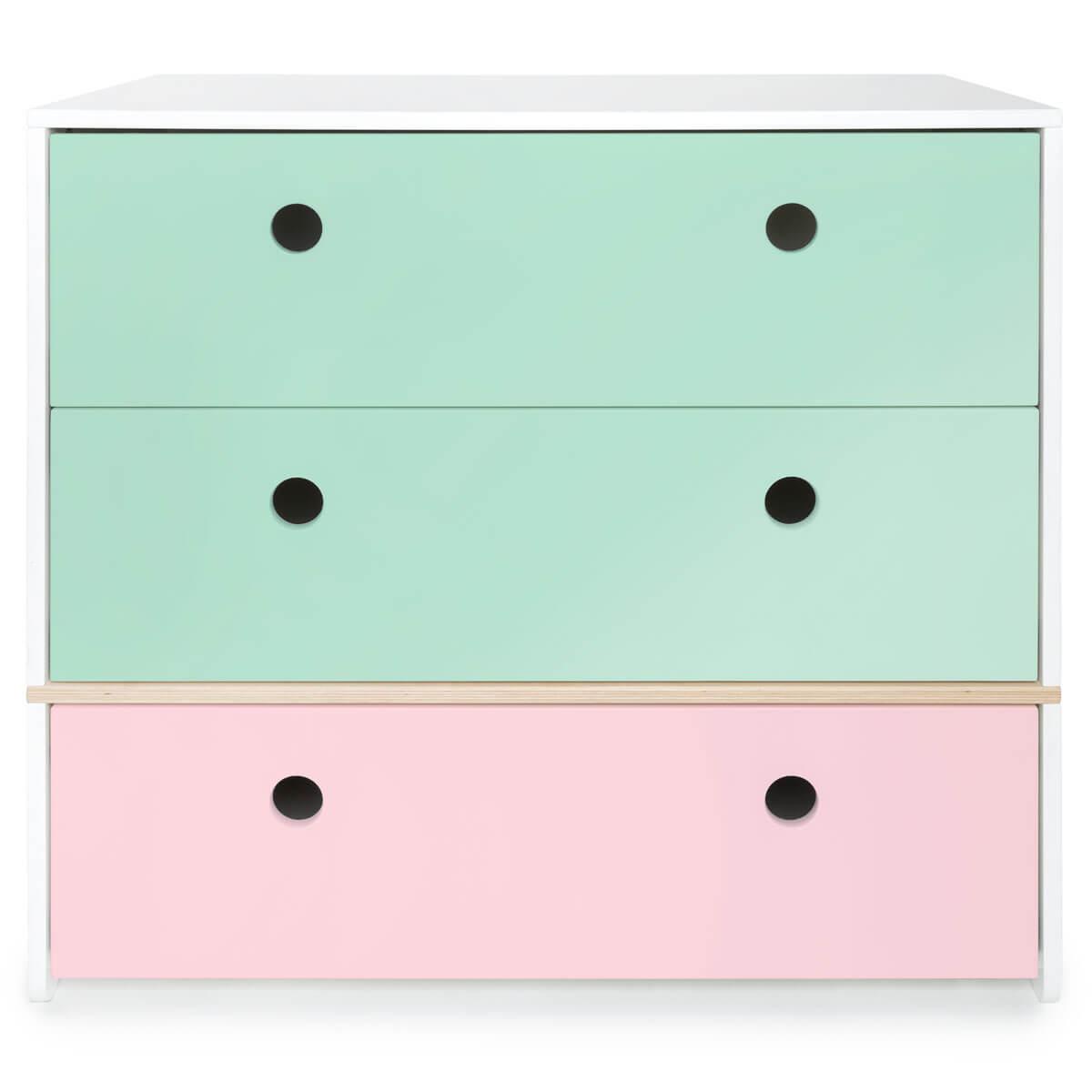 Commode COLORFLEX façades tiroirs mint-mint-sweet pink