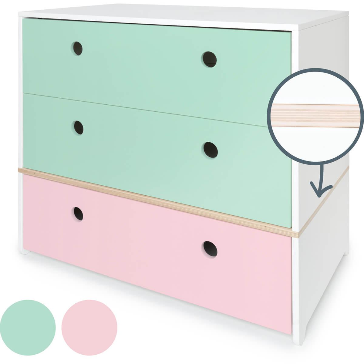 Commode COLORFLEX façades tiroirs mint-mint-sweet pink