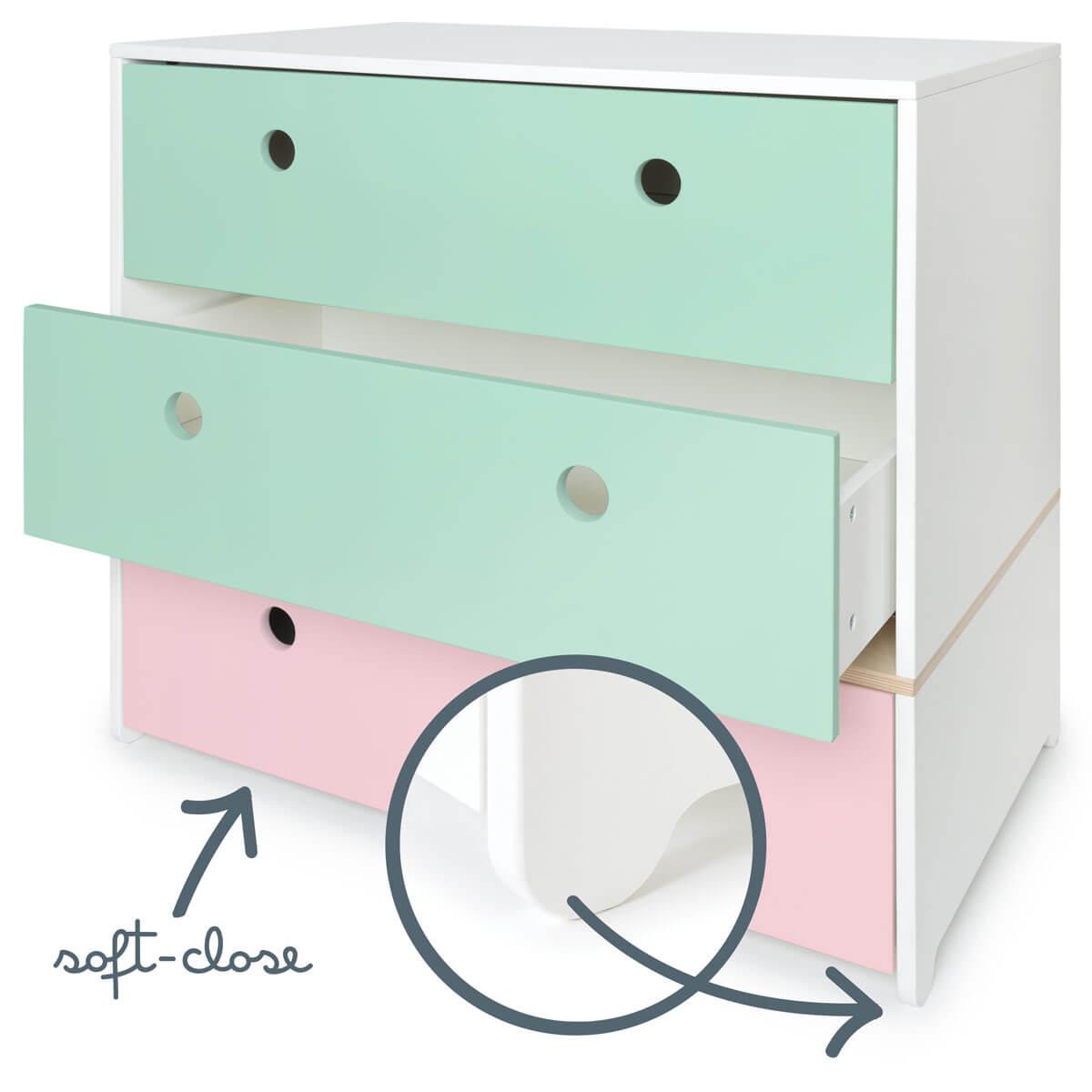 Commode COLORFLEX façades tiroirs mint-mint-sweet pink