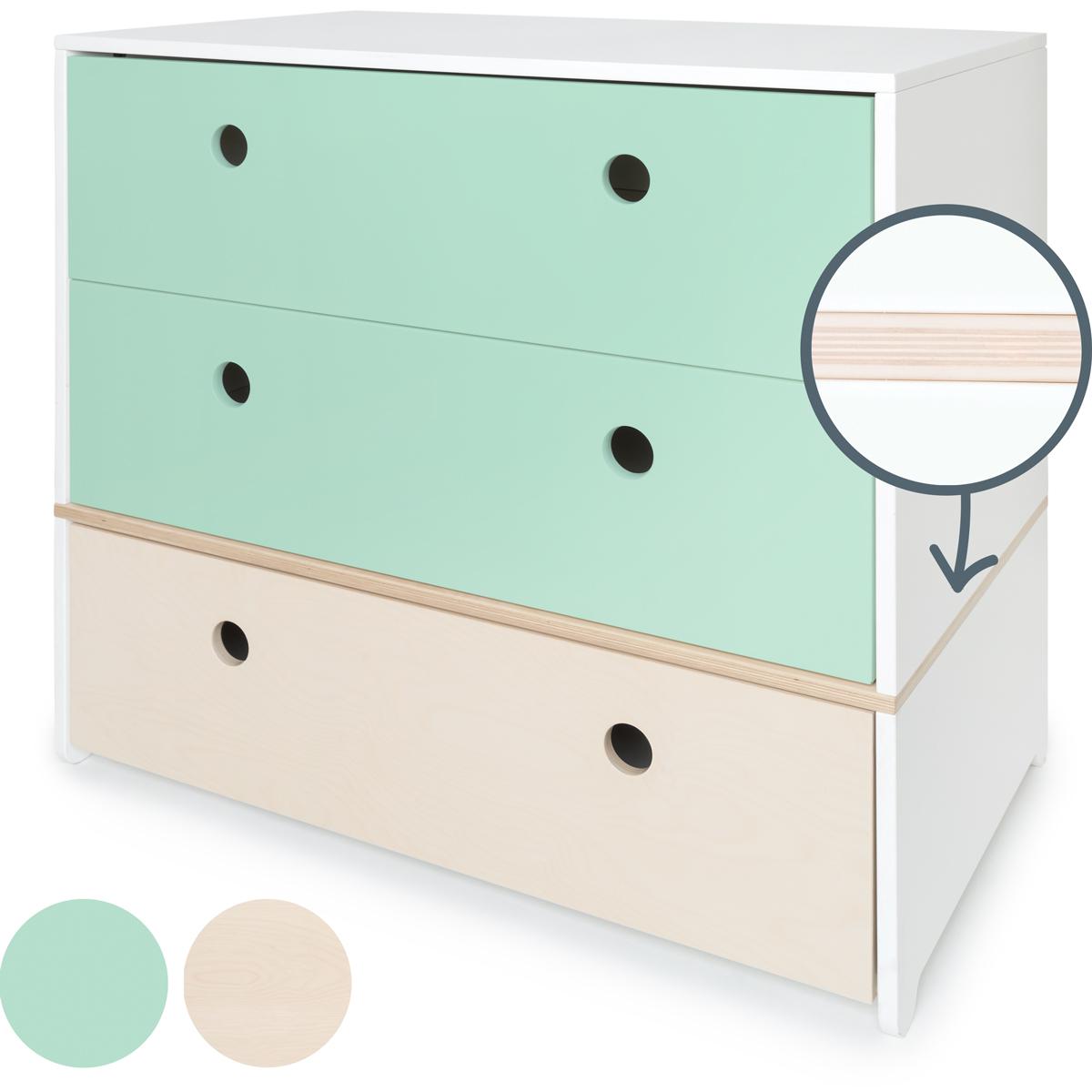 Commode COLORFLEX façades tiroirs mint-mint-white wash