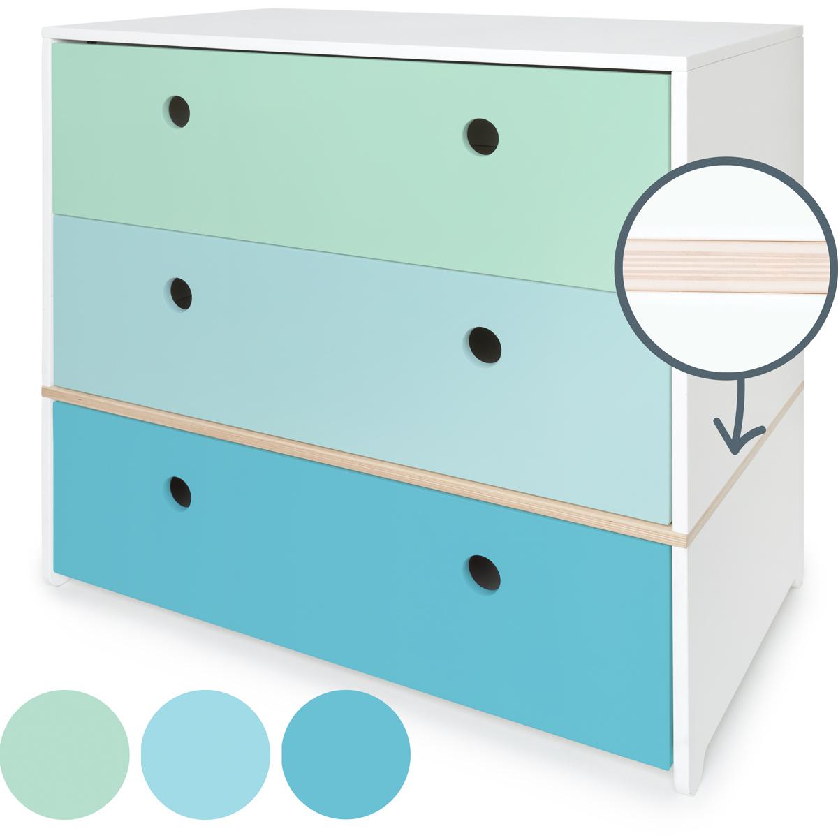Commode COLORFLEX façades tiroirs mint-sky blue-paradise blue