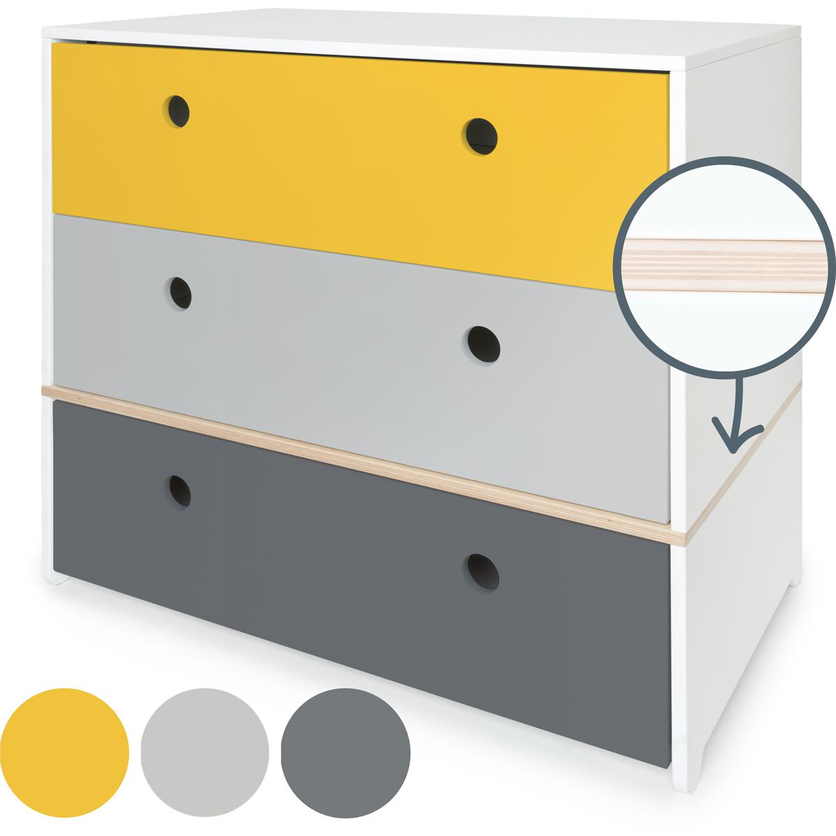 Commode COLORFLEX façades tiroirs nectar yellow-pearl grey-space grey