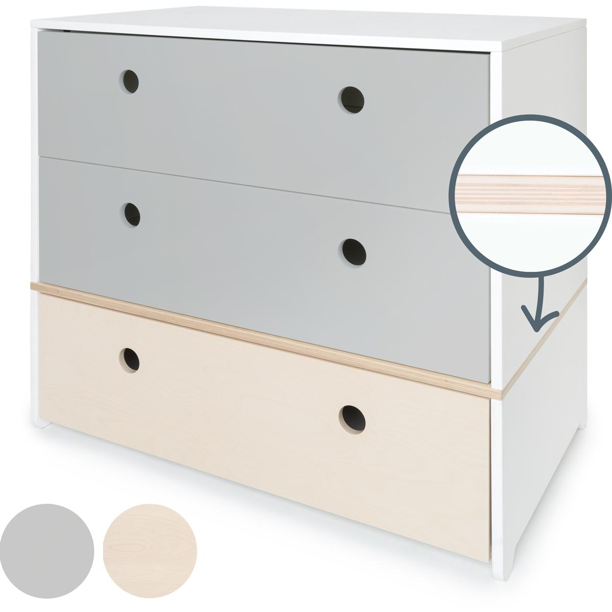 Commode COLORFLEX façades tiroirs pearl grey-pearl grey-white wash