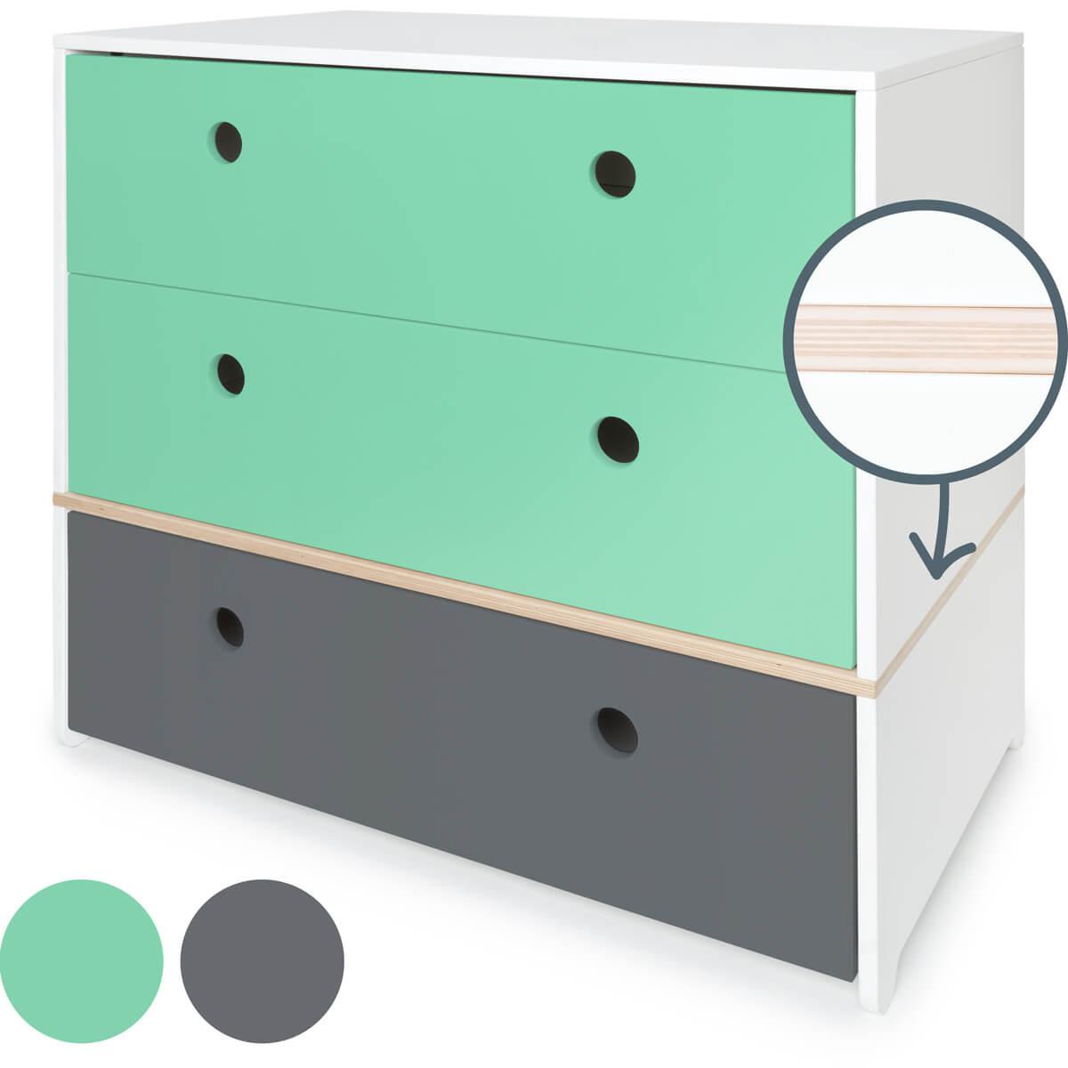Commode COLORFLEX façades tiroirs sea foam-sea foam-space grey