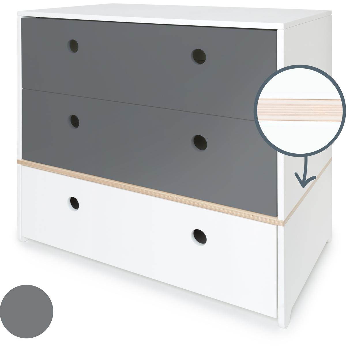 Commode COLORFLEX façades tiroirs space grey-space grey-white