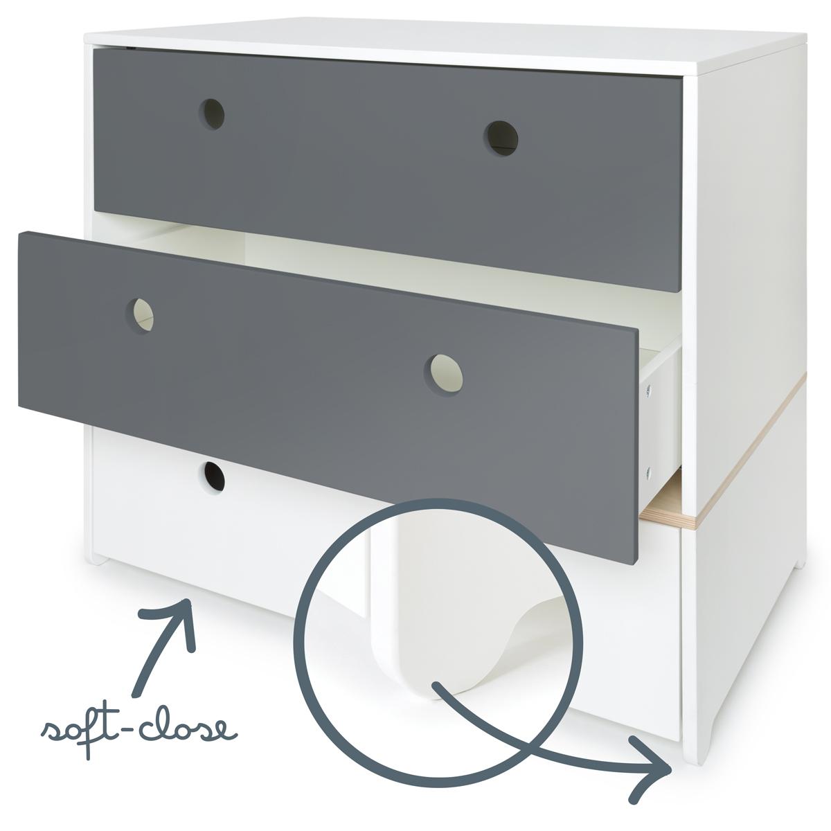 Commode COLORFLEX façades tiroirs space grey-space grey-white