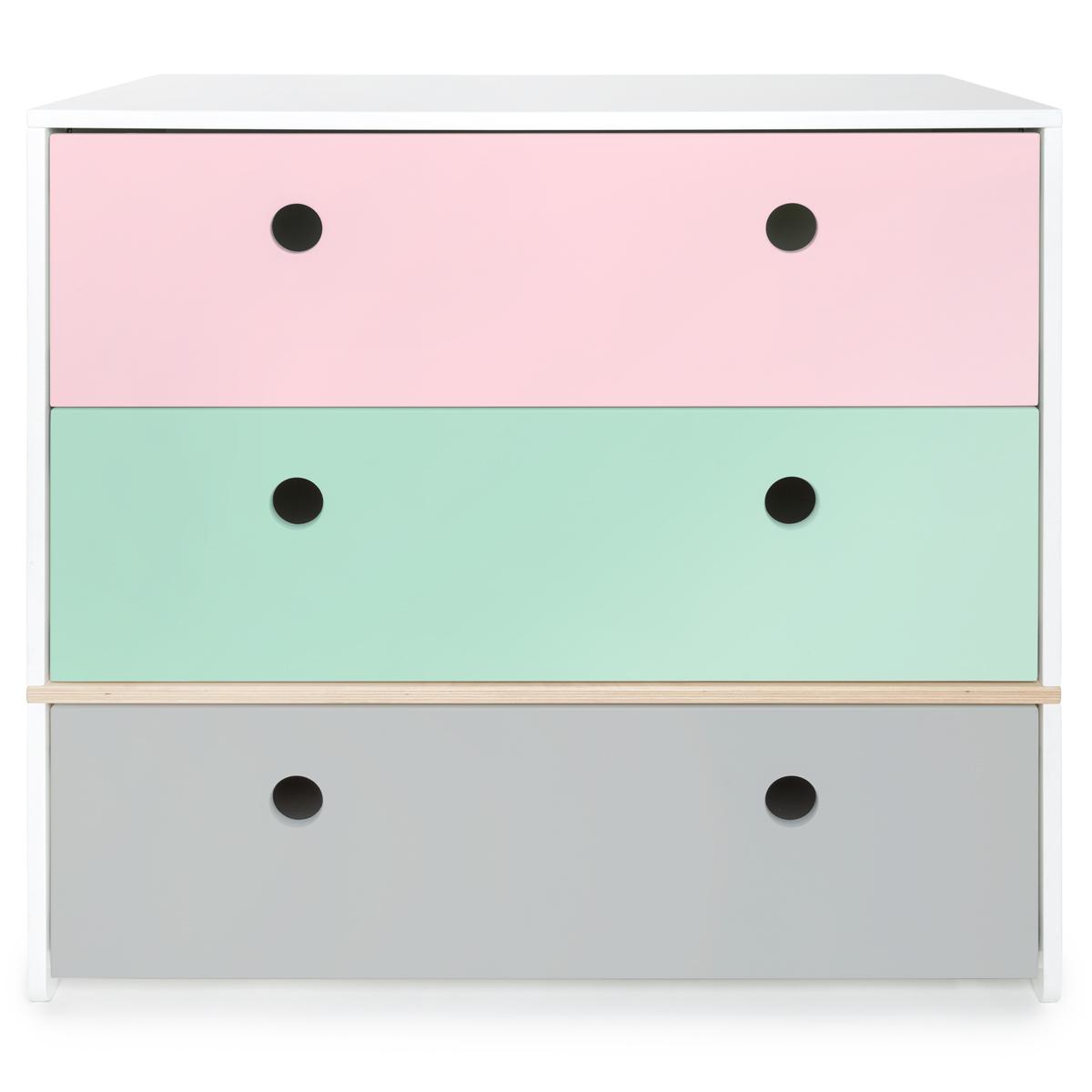 Commode COLORFLEX façades tiroirs sweet pink-mint-pearl grey