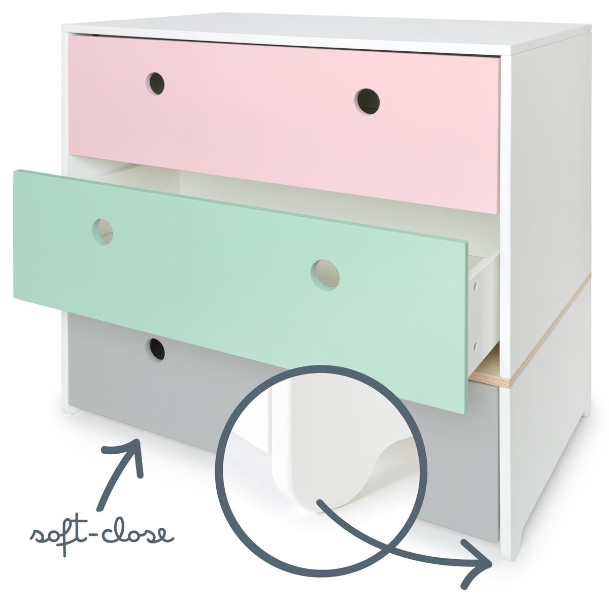 Commode COLORFLEX façades tiroirs sweet pink-mint-pearl grey
