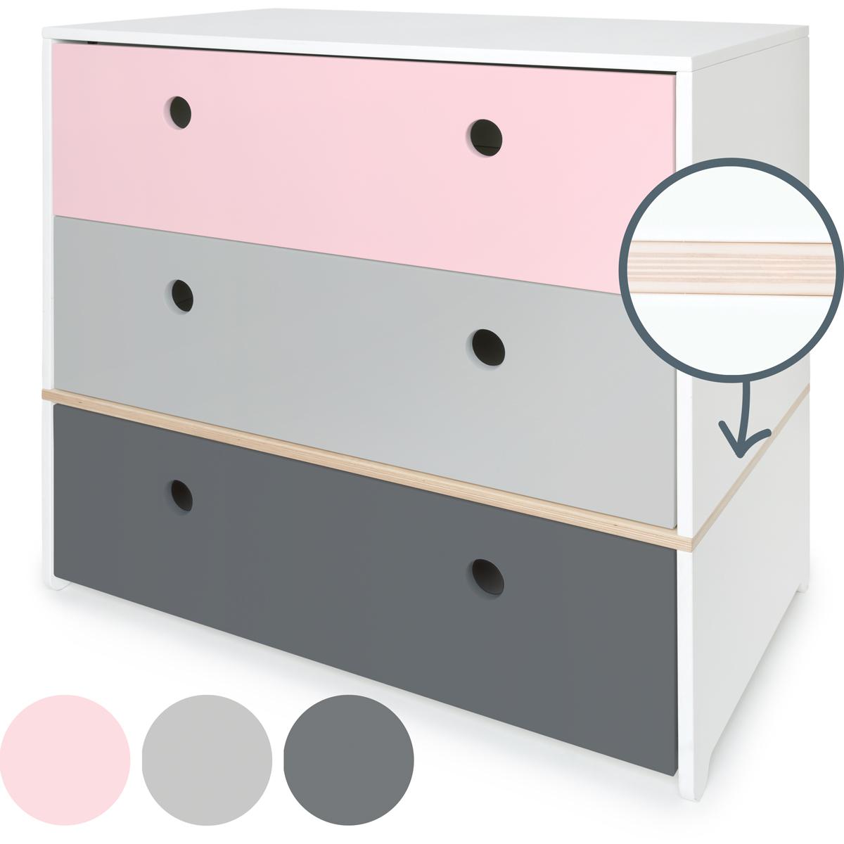 Commode COLORFLEX façades tiroirs sweet pink-pearl grey-space grey