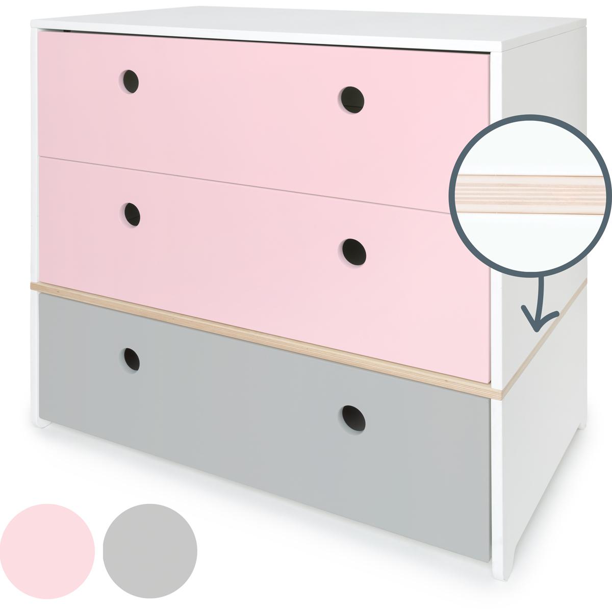 Commode COLORFLEX façades tiroirs sweet pink-sweet pink-pearl grey