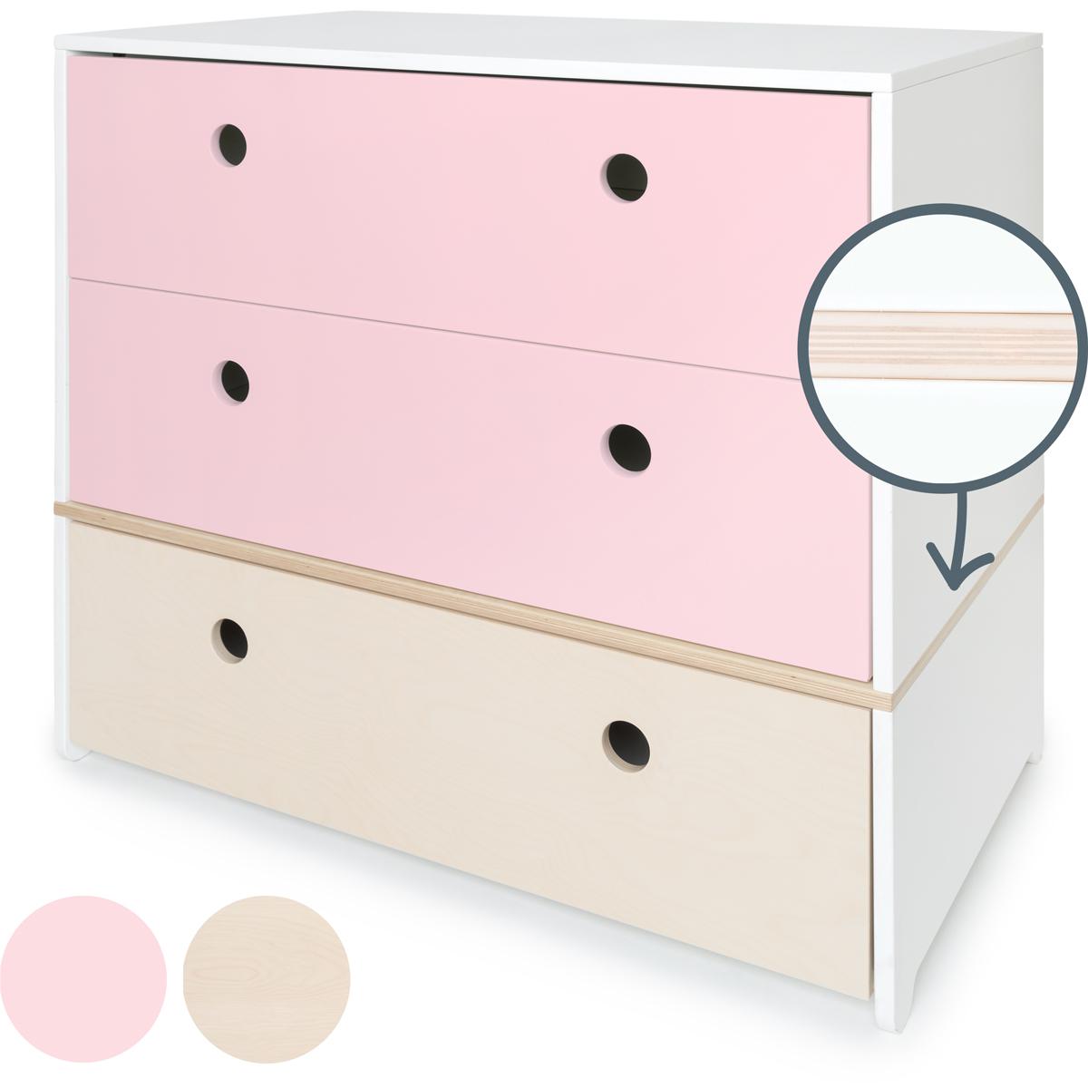 Commode COLORFLEX façades tiroirs sweet pink-white wash