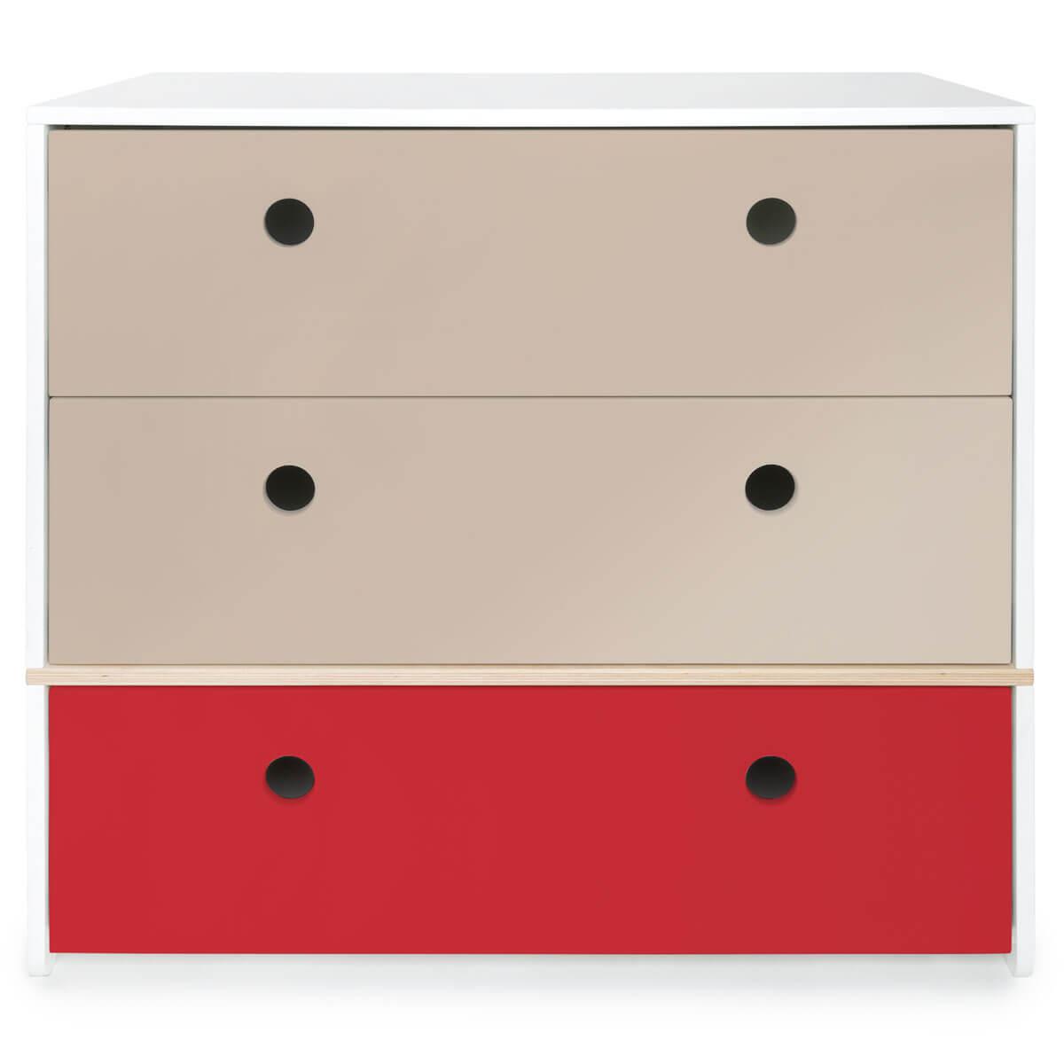 Commode COLORFLEX façades tiroirs warm grey-warm grey-true red