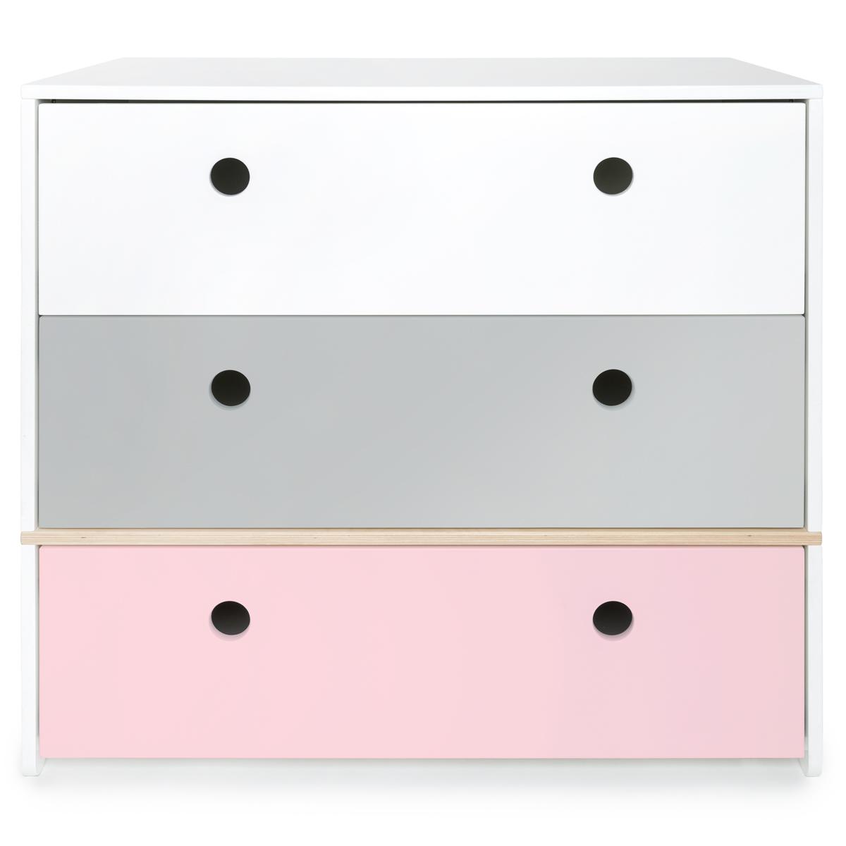 Commode COLORFLEX façades tiroirs white-pearl grey-sweet pink
