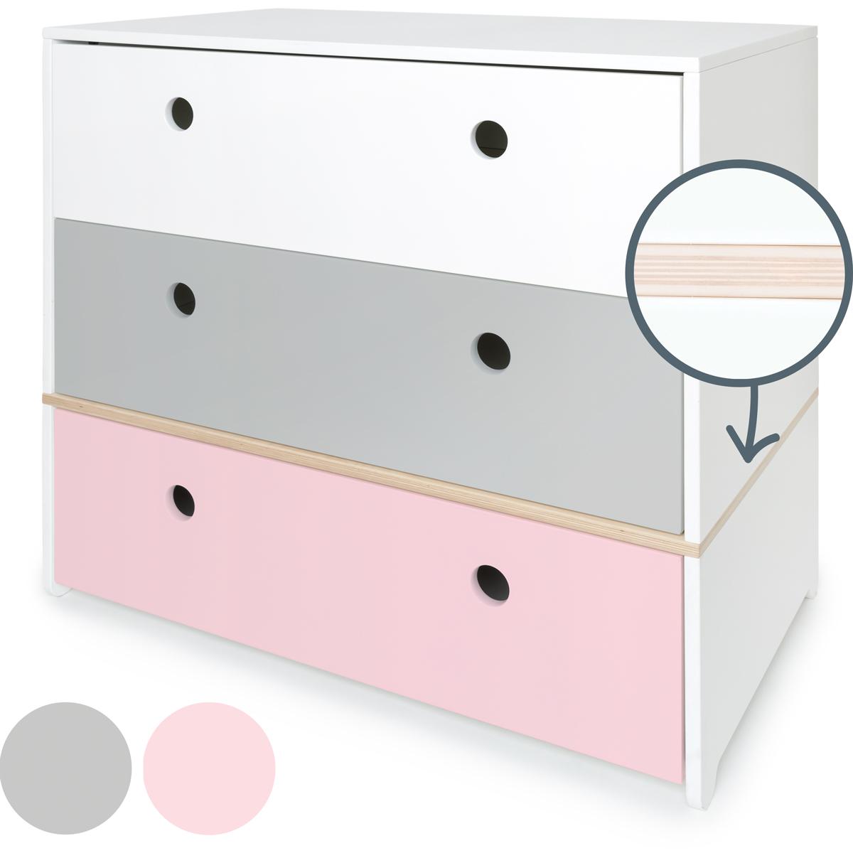 Commode COLORFLEX façades tiroirs white-pearl grey-sweet pink