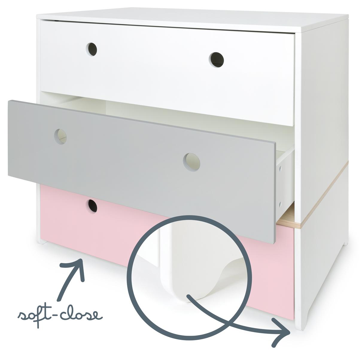 Commode COLORFLEX façades tiroirs white-pearl grey-sweet pink