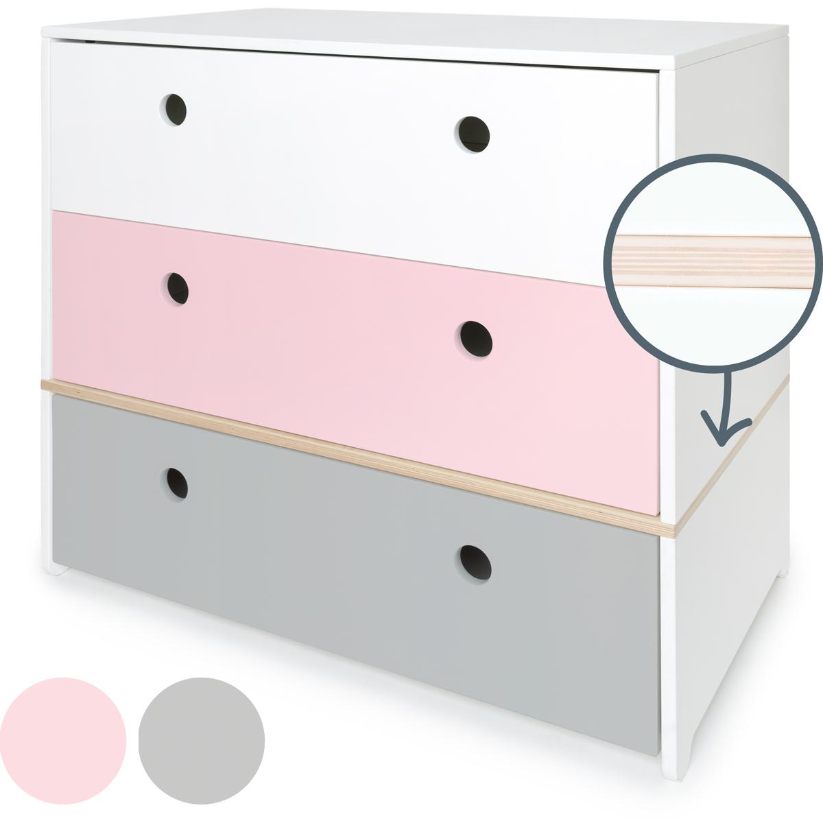 Commode COLORFLEX façades tiroirs white-sweet pink-pearl grey 