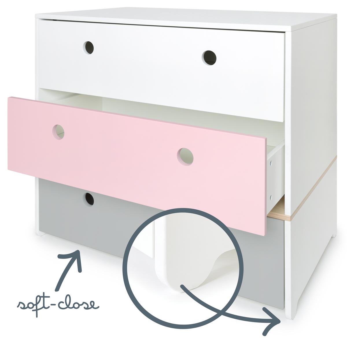 Commode COLORFLEX façades tiroirs white-sweet pink-pearl grey 