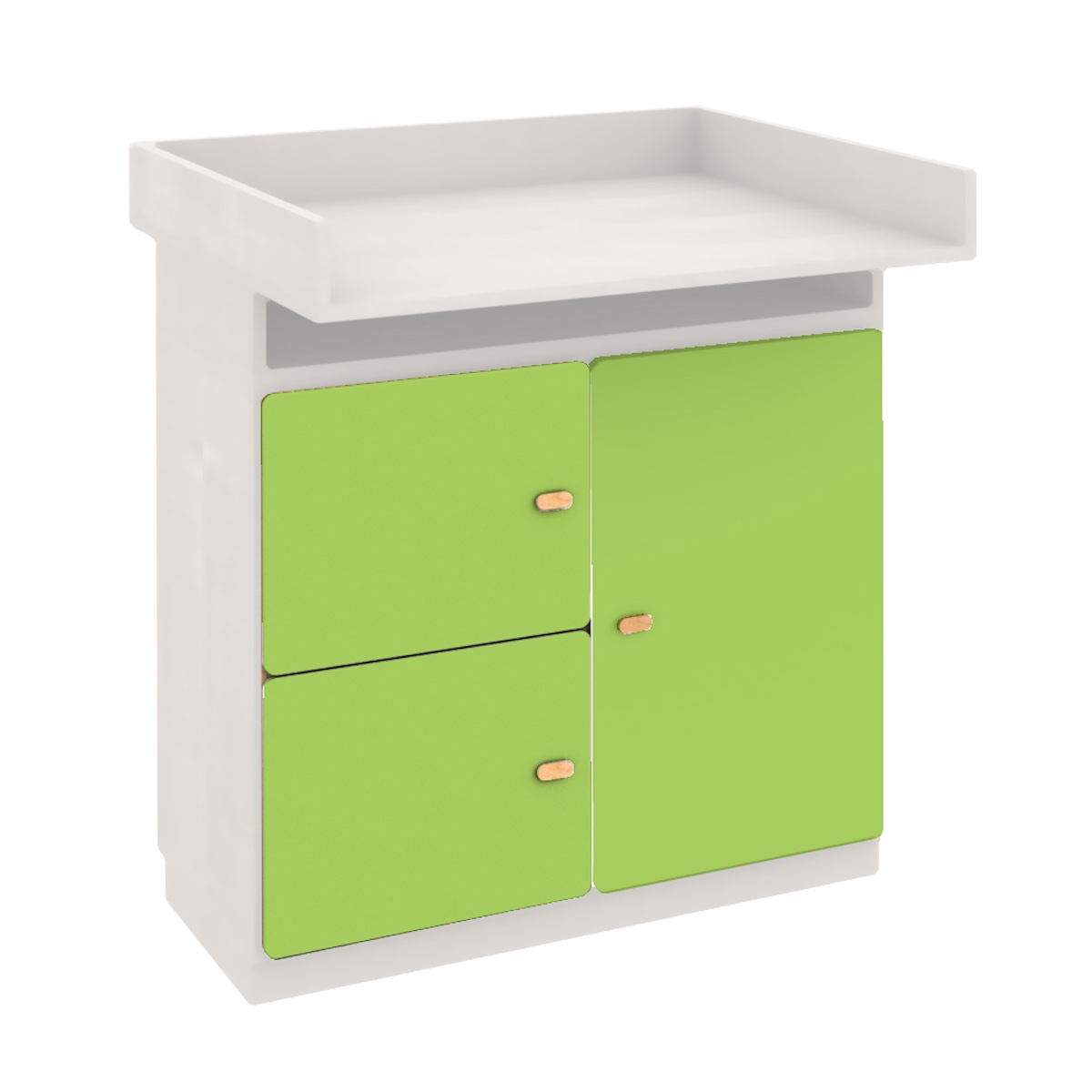 Commode-table à langer 93x78cm DESTYLE de Breuyn en hêtre blanc 3 portes lime mint