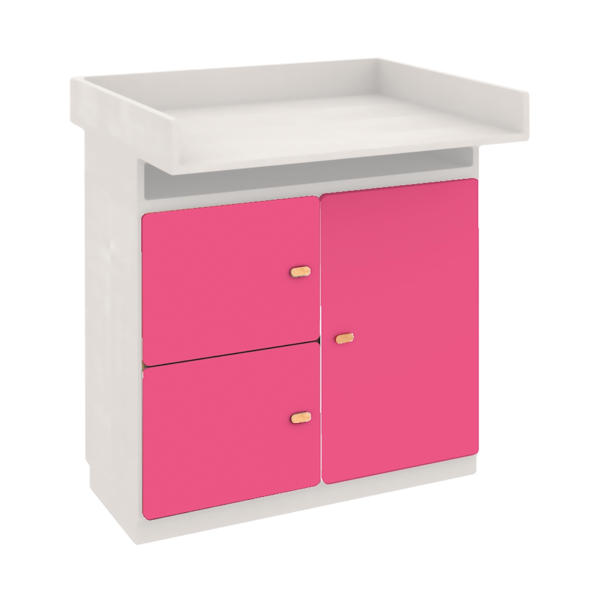 Commode-table à langer 93x78cm DESTYLE de Breuyn en hêtre blanc 3 portes pink