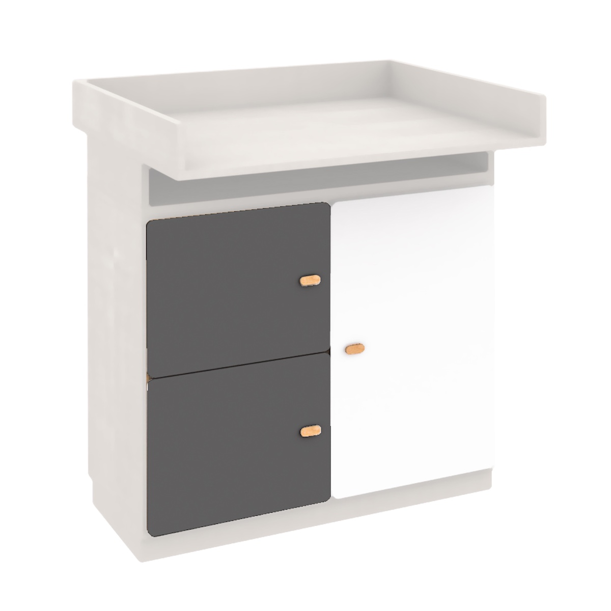 Commode-table à langer 93x78cm DESTYLE de Breuyn en hêtre blanc 3 portes white-anthracite