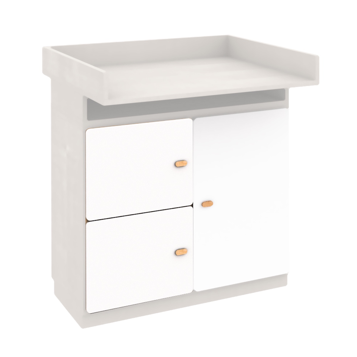 Commode-table à langer 93x78cm DESTYLE de Breuyn en hêtre blanc 3 portes white