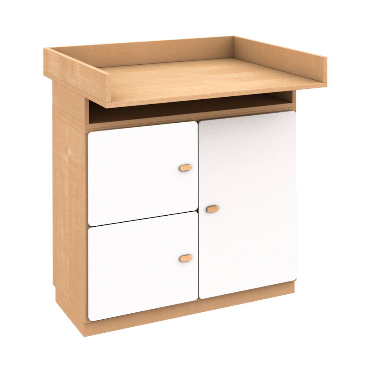 Commode-table à langer 93x78cm DESTYLE de Breuyn en hêtre naturel portes blanches