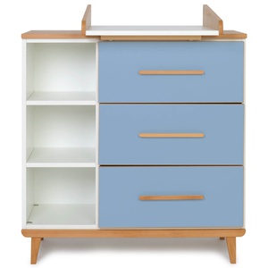 Cómoda cambiador 3 cajones 3 huecos NADO Retro acabado haya capri blue