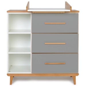 Cómoda cambiador 3 cajones 3 huecos NADO Retro acabado haya slate grey