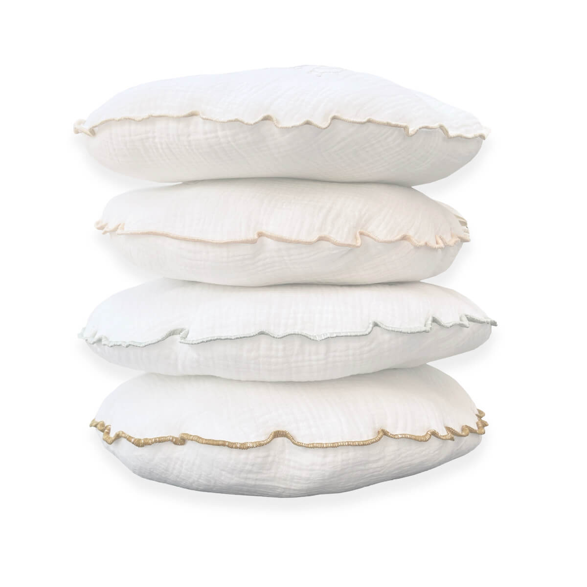 Coussin rond mousseline RABBITS brodé orange 30cm