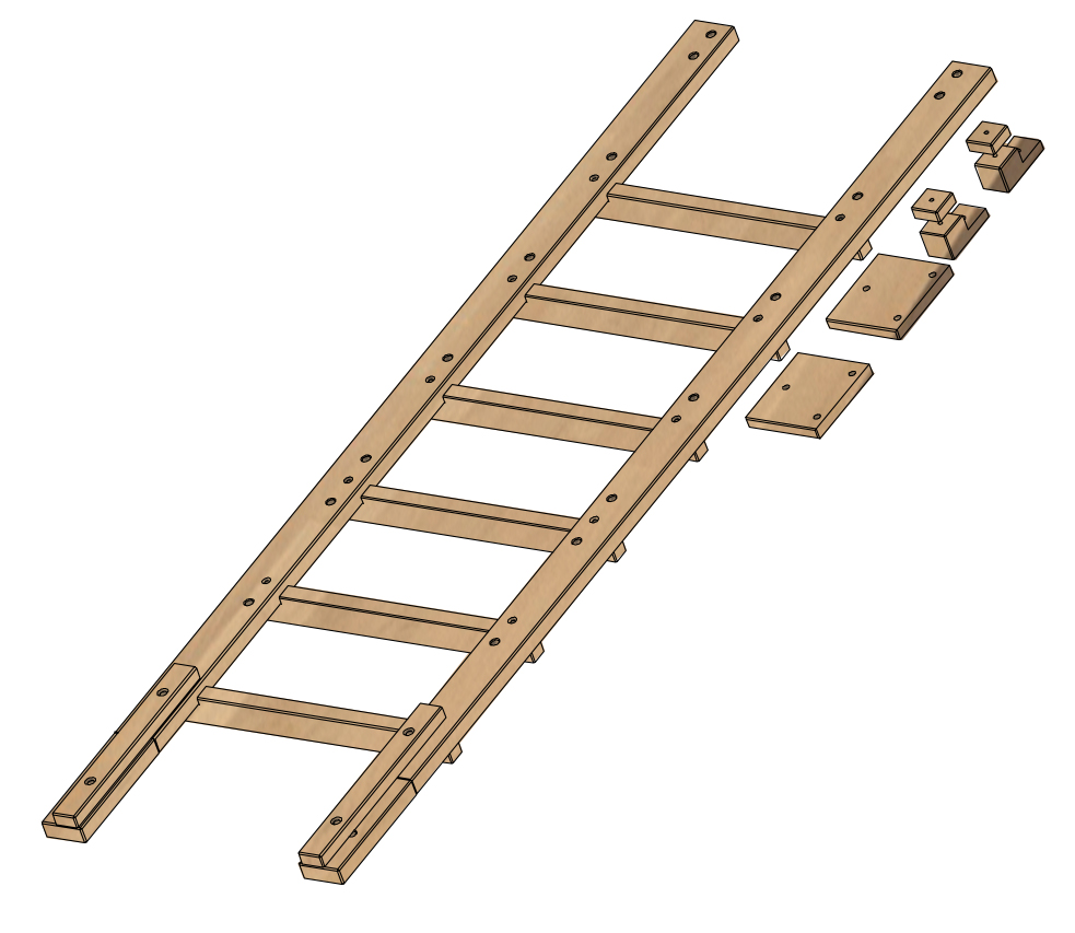 Échelle frontale lit mezzanine 90-140x200cm Montessori 7 in 1 DESTYLE de Breuyn naturel