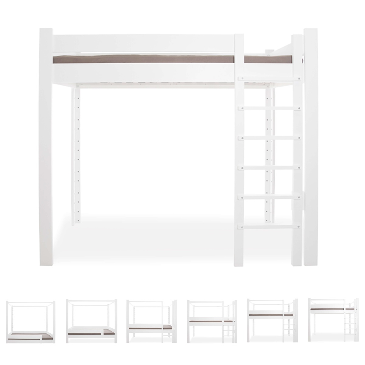 Evolving bed 90x200cm 7 in 1 Front ladder DESTYLE de Breuyn white lacquered