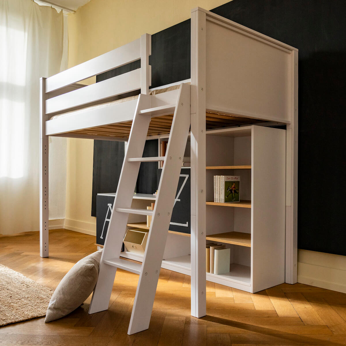 Grande étagère KASVA Mdf blanc laqué-chêne