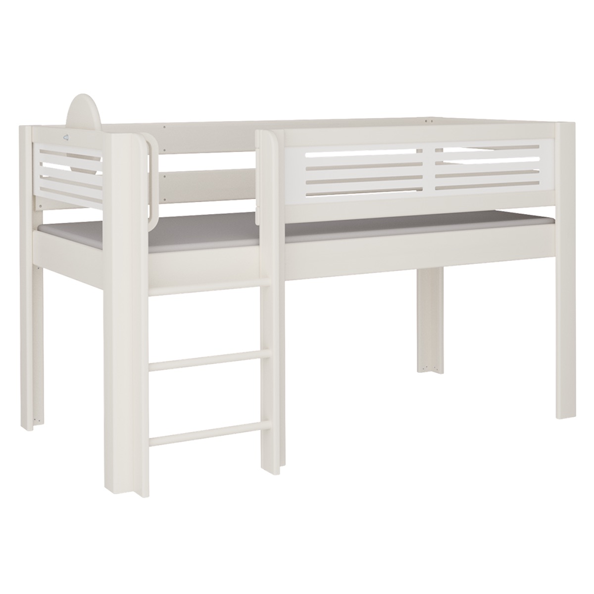 Halbhohes Bett Tatü Leiterstiege DELUXE de Breuyn geweißt