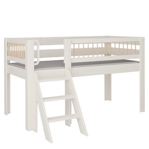 Halbhohes Kubu Bett Treppe DELUXE de Breuyn geweißt-natürlich