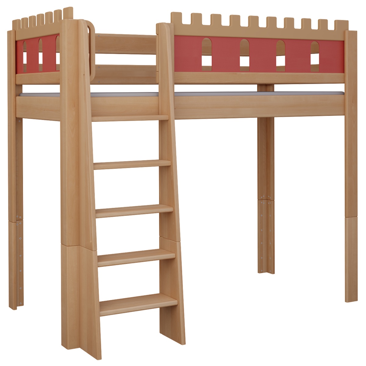 High sleeper bed Castle DELUXE de Breuyn natural-red