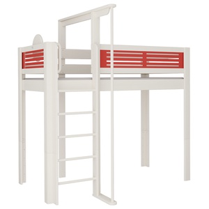 High sleeper bed Tatü climbing pole DELUXE de Breuyn whitened-red