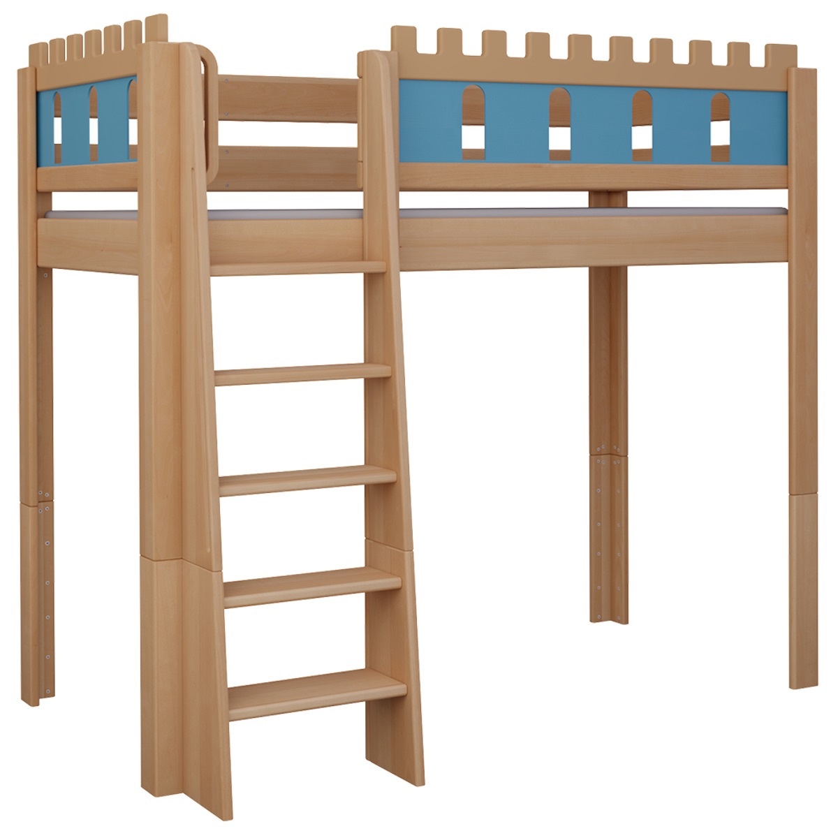 Hochbett Burg DELUXE de Breuyn natürlich-blau
