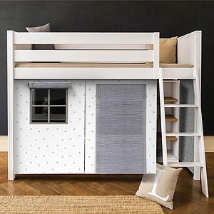 Hochbett KASVA mit Textilien Bobble grey