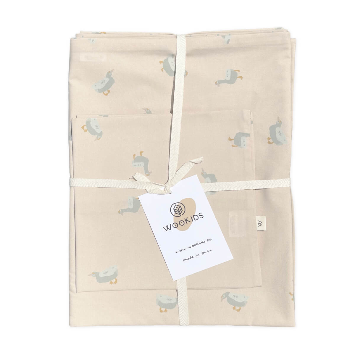 Housse de couette Baby DUCKS beige bleu 100x140cm et taie 40x40cm