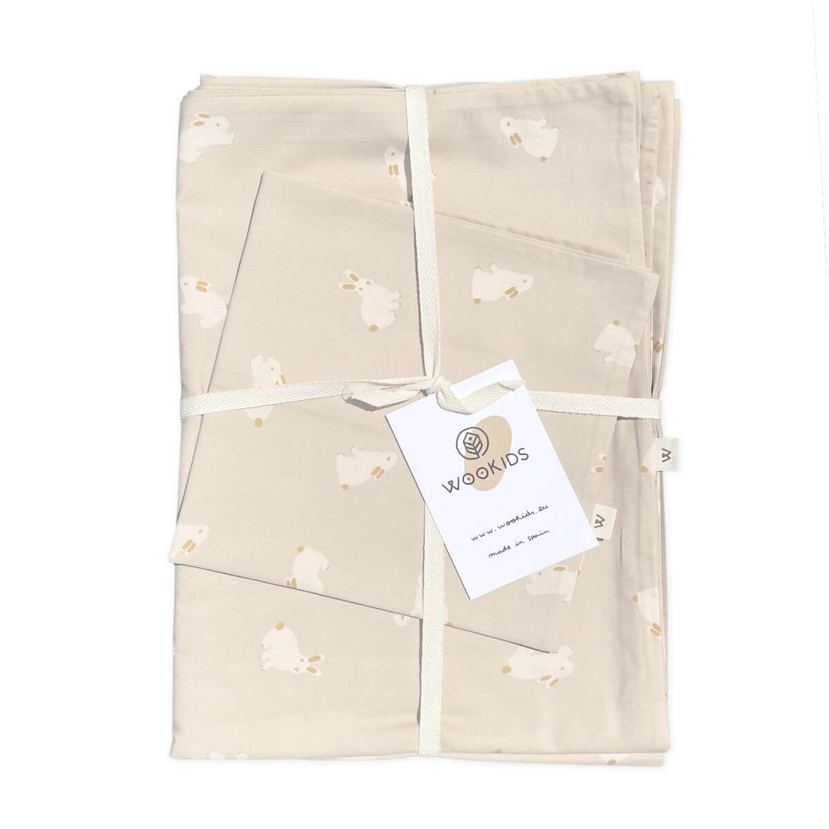 Housse de couette Baby RABBITS beige 100x140cm et taie 40x40cm