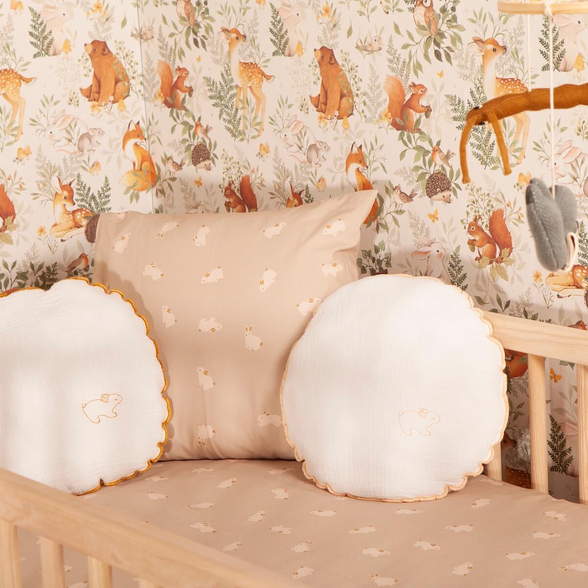 Housse de couette Baby RABBITS beige 100x140cm et taie 40x40cm