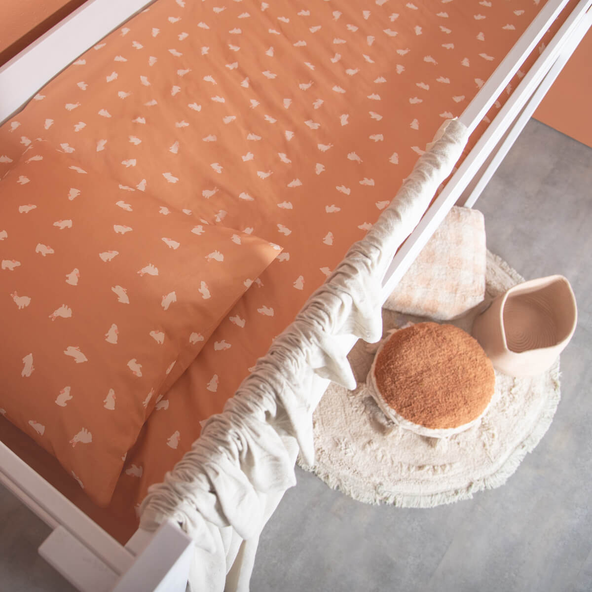 Housse de couette Kids RABBITS orange 140x200cm et taie 50x70cm