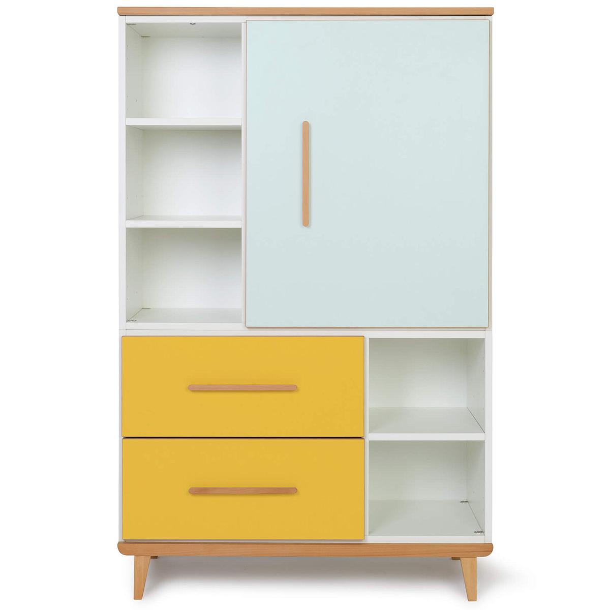 Kleiderschank 147cm 1-türig 2 Schubladen NADO mint-sunshine yellow