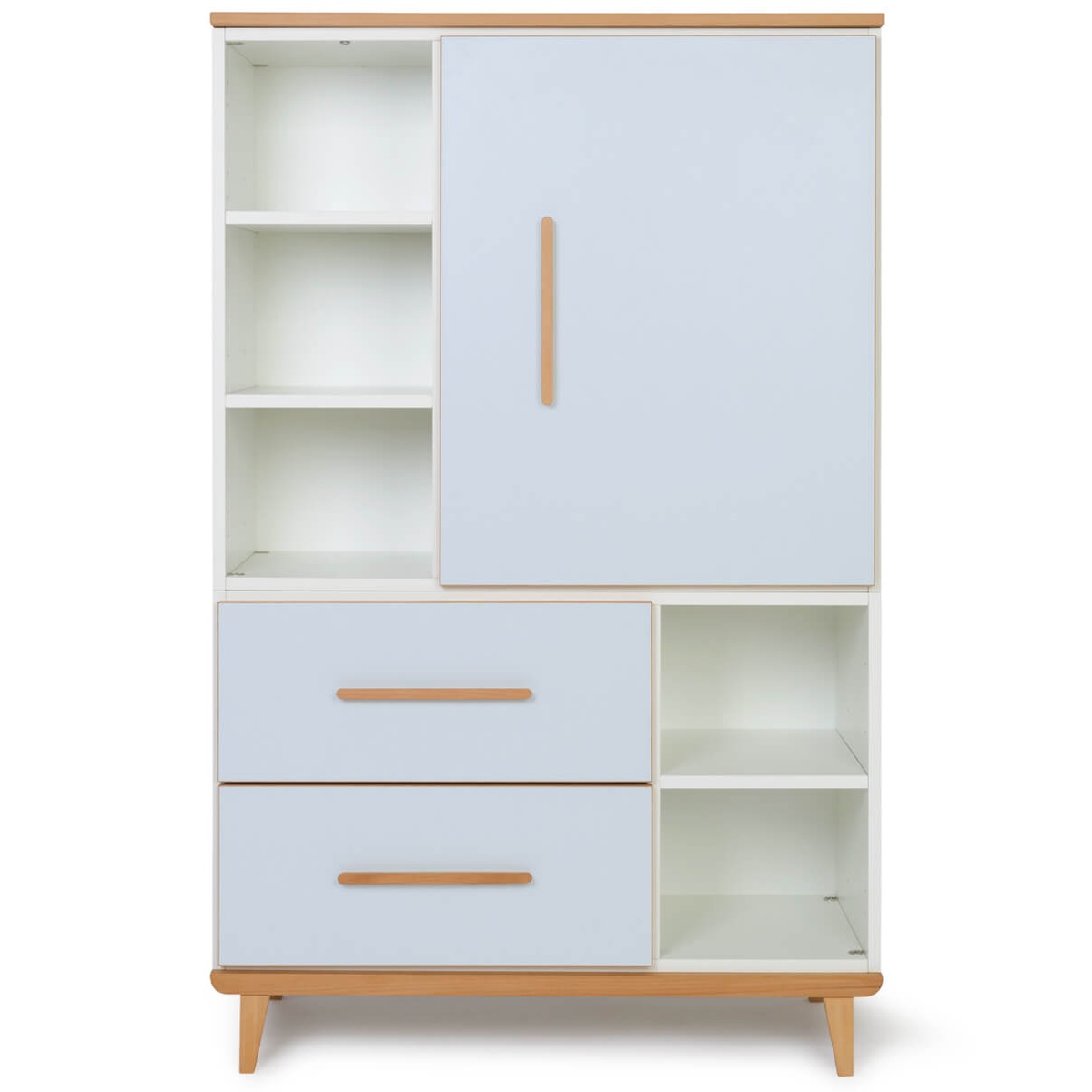 Kleiderschrank 147 cm 1-türig 2 Schubladen NADO Retro Buche sky blue