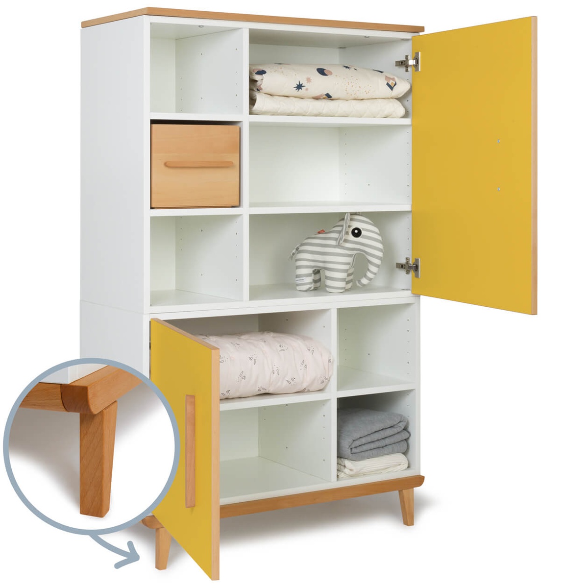 Kleiderschrank 147 cm 2-türig  NADO Retro Buche sunshine yellow