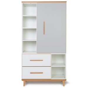 Kleiderschrank 173 cm 1-türig 2 Schubladen NADO Retro Buche manhattan grey-white
